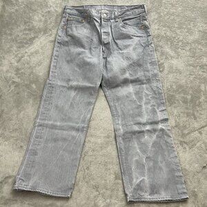 Levis 501 Jeans Mens 36x26 Straight Leg Button Fly Gray Stone Wash Denim Cotton